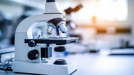Poster - High-Resolution Microscope in Laboratory Setting Showcasing Scientific Tools and Precision Instruments for Research and Educational Purposes in Healthcare Facilities