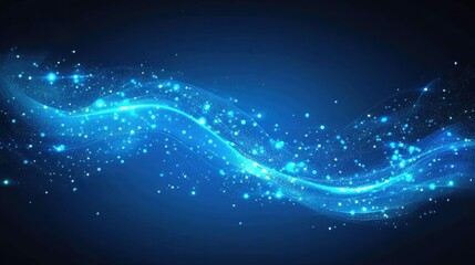 Poster - A futuristic abstract blue digital background with glowing data lines and interconnected nodes, symbolizing advanced technology.