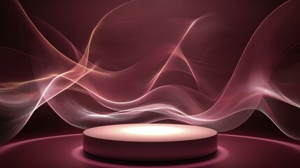 Poster - Abstract Background with Flowing Lines and Circular Platform for Display, Ideal for Presentations, Product Showcases, and Creative Visual Projects