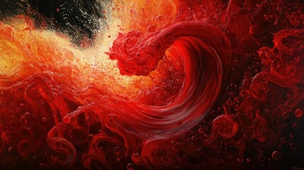 Wall Mural - Swirling red blood cells in motion, captured in stunning detail with vibrant color and energy.