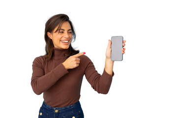 Wall Mural - Professional Latina woman looking at her smartphone