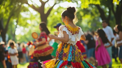 Poster - A city park filled with families enjoying a cultural heritage festival, with traditional dances and crafts from diverse communities, Reflecting cultural diversity and community celebration