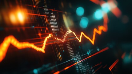Poster - Abstract Digital Graph with Orange and Blue Lights