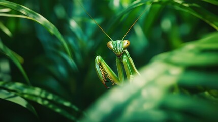 Praying Mantis in Green Foliage