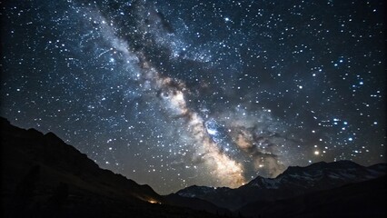 Wall Mural - *Darkness of the night sky with stars twinkling like diamonds against a black canvas, sparkling, cosmos, celestial, constellations, infinite