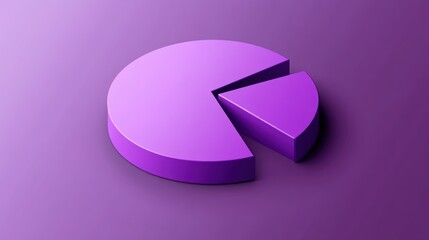 Leinwandbilder - A 3D purple pie chart with a slice removed, representing data visualization.