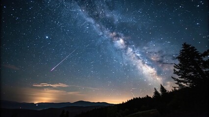Wall Mural - Night sky with a stunning starry sky and a shooting star streaking across it, night sky, cosmic ray
