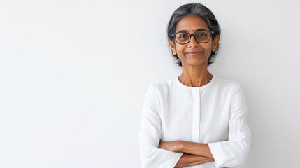 Wall Mural - Indian senior business woman standing at office after budget meeting