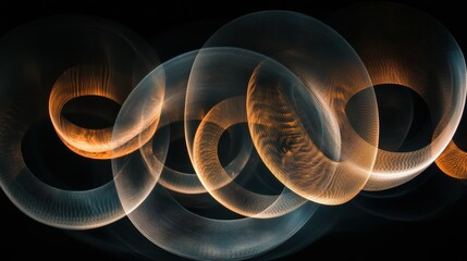 Poster - Abstract Light Trails and Circular Patterns Creating a Mesmerizing Illumination against a Dark Background in a Modern Graphic Design Style