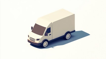 Poster - A simple, stylized white delivery van with a clean design and shadow effect.