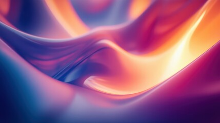 Poster - Ethereal Light Trails in Motion Exhibit Abstract Patterns of Colorful Waves, Capturing the Flow and Fluidity of Light through Vibrant Fabric-like Surfaces