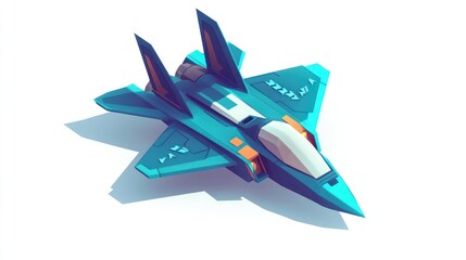 Aufkleber - A stylized, futuristic jet aircraft in vibrant colors, showcasing sleek design and technology.