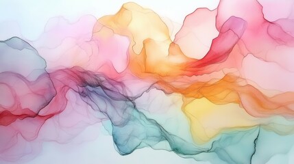 Poster - Soft Abstract Watercolor Wash with Pastel Tones Creating a Harmonious Flow of Colorful Swirls and Gentle Blends in a Serene Artistic Composition