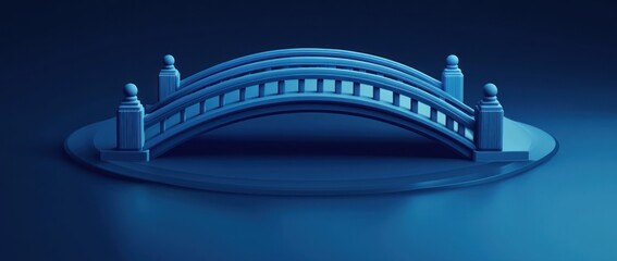 Poster - A stylized blue bridge model displayed on a smooth surface.