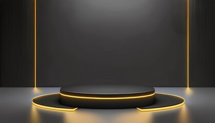 Poster - A sleek, modern stage with a dark background and illuminated edges, perfect for presentations or performances.