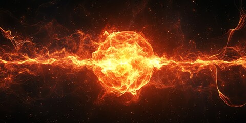 Poster - Fiery sphere with energy streams.