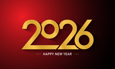 Wall Mural - 2026 Happy New Year Design with golden number.