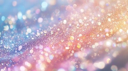 Poster - Captivating Sparkling Glitter Dust Illuminated by a Soft Beam of Light, Creating a Dreamy and Enchanting Atmosphere in a Colorful Background