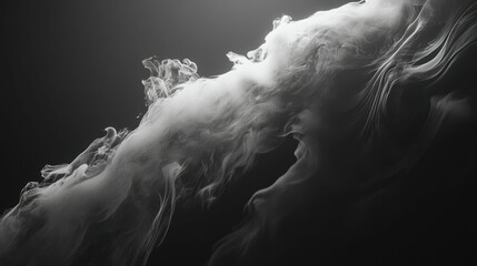 Poster - Ethereal Smoke Trails in Motion on Dark Background Creating Fluid and Dynamic Patterns Showcasing the Beauty of Movement and Textural Complexity