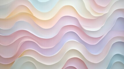 Poster - Elegant Abstract Wavy Lines in Soft Pastel Colors Designed for Creative Backgrounds and Aesthetically Pleasing Visuals Perfect for Digital and Print Media