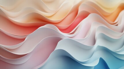 Poster - Soft Wavy Lines in Pastel Colors Creating an Abstract Visual Experience with Gentle Curves and Fluid Motions for Creative Applications