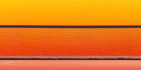 Poster - A vibrant sunset backdrop with a tennis net, symbolizing leisure and sports activity.