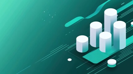 Poster - Abstract graphic showing bar charts and data visualization elements in a modern design.