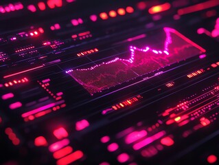 Aufkleber - Futuristic stock market data displayed on a digital screen showing a downward trend.