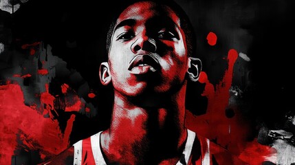 Poster - A dramatic portrait of a young athlete, emphasizing strength and determination through vibrant colors.