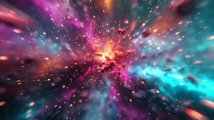 Poster - Abstract Glitch Art of a Fragmented Galaxy
