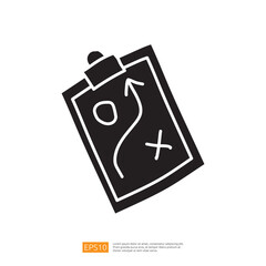 Poster - A simple illustration of a clipboard with a map-like design featuring an 'X' marking a spot and a path leading to it, suggesting navigation or planning.