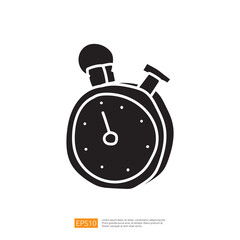 Poster - A simple black silhouette of a stopwatch, indicating time measurement and timing activities.