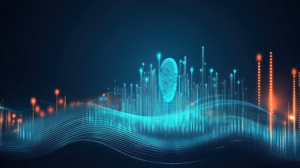 Aufkleber - Abstract visualization of sound waves and digital elements representing technology and data.