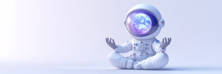 Aufkleber - A serene astronaut meditating with a cosmic view in the helmet.