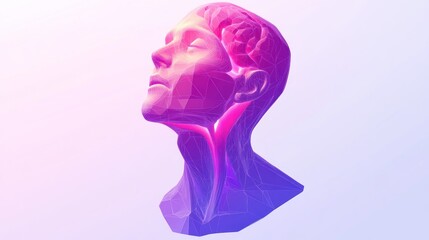 Aufkleber - A stylized bust of a human head with a visible brain, emphasizing mind and creativity.
