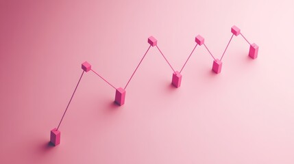 Poster - A 3D graph with pink blocks and lines, representing data trends or performance metrics.