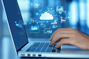 Aufkleber - Cloud Computing: Data Storage and Access on Laptop