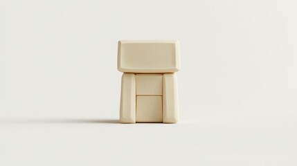 Aufkleber - A minimalist beige figurine with a block-like shape, standing upright on a plain background.