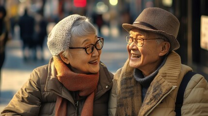 Aufkleber - Aging population integration in city life, Reflecting seniors' contributions to urban communities, photography style