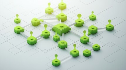 Fototapete - A network of interconnected nodes symbolizing data flow and connectivity.