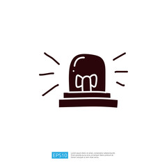 Poster - The image features a simple, stylized illustration of a police siren, emitting light signals, often used to indicate urgency or alertness.