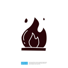 Poster - A simple graphic representation of a flame, symbolizing fire, often used in design for themes related to heat, energy, or danger.