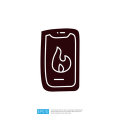 Poster - A stylized smartphone with a flame icon on its screen, symbolizing fire or a hot topic, often used in digital contexts like apps or notifications.