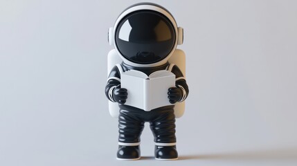 Aufkleber - A stylized astronaut figure reading a book, blending space exploration with knowledge.