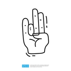 Poster - A simple line drawing of a hand with three fingers raised, commonly associated with gestures or signals.