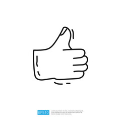 Poster - A simple line drawing of a hand giving a thumbs-up gesture, symbolizing approval or agreement.
