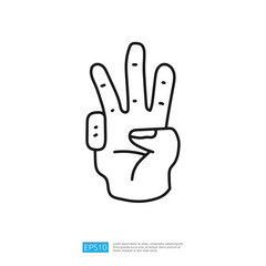 Poster - A simple line drawing of a hand showing the number four, symbolizing counting or signaling.