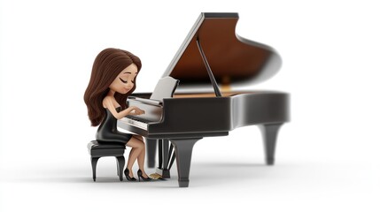 Poster - A cartoon character playing a grand piano, showcasing musical talent and creativity.