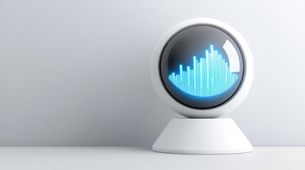 Aufkleber - A modern audio device with a visual sound wave display in a minimalist design.