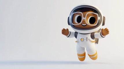 Aufkleber - A cheerful cartoon astronaut character with glasses, floating in a playful pose.